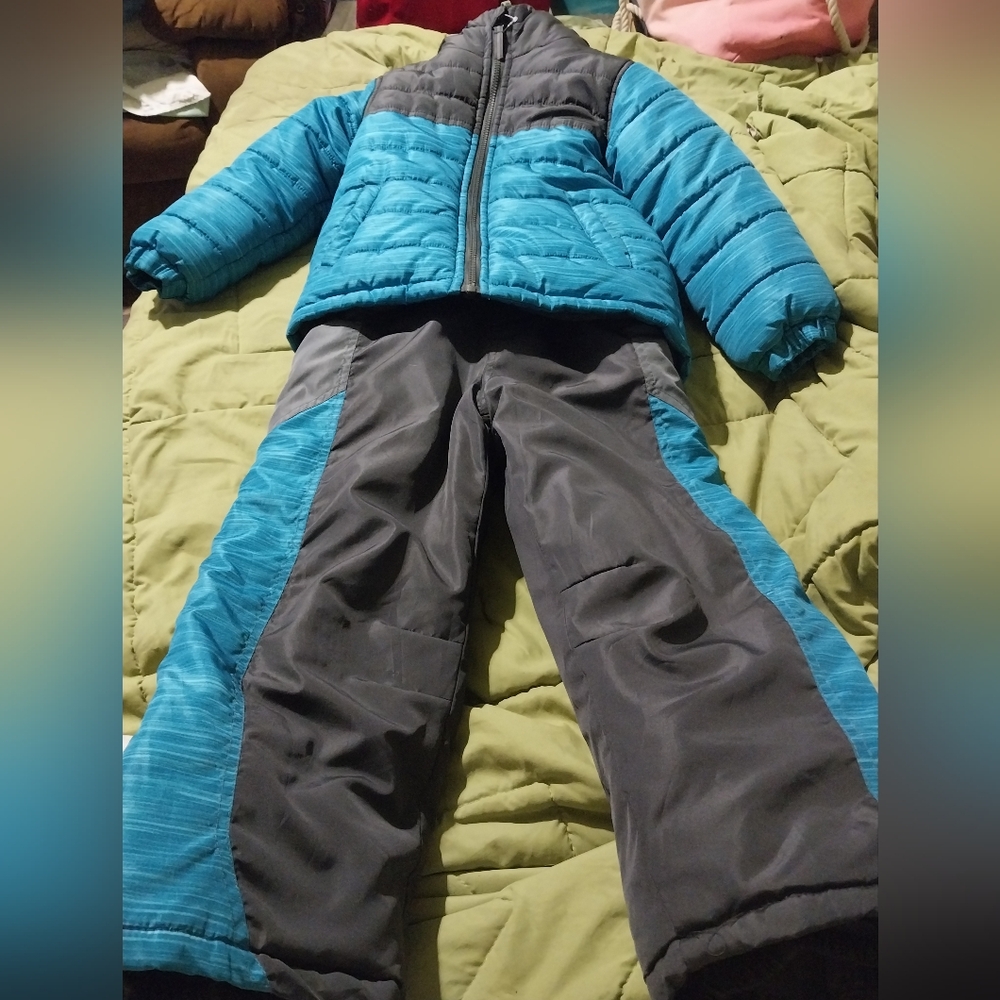 Blue and Gray Winter Jacket and Pants Set